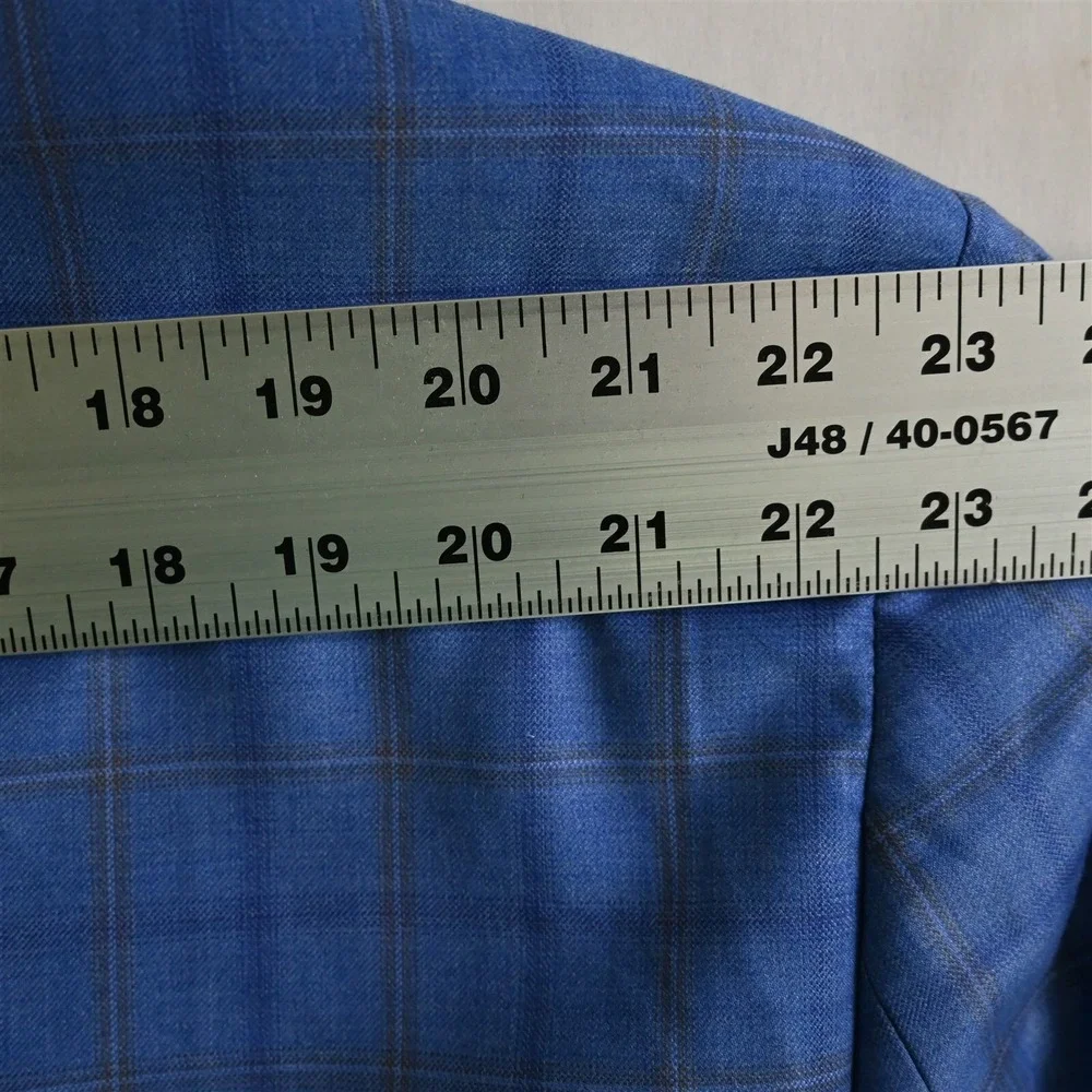 Tailored 56R Blue‎ Plaid 100% Wool Mens Blazer Suit Jacket Sport Coat_10